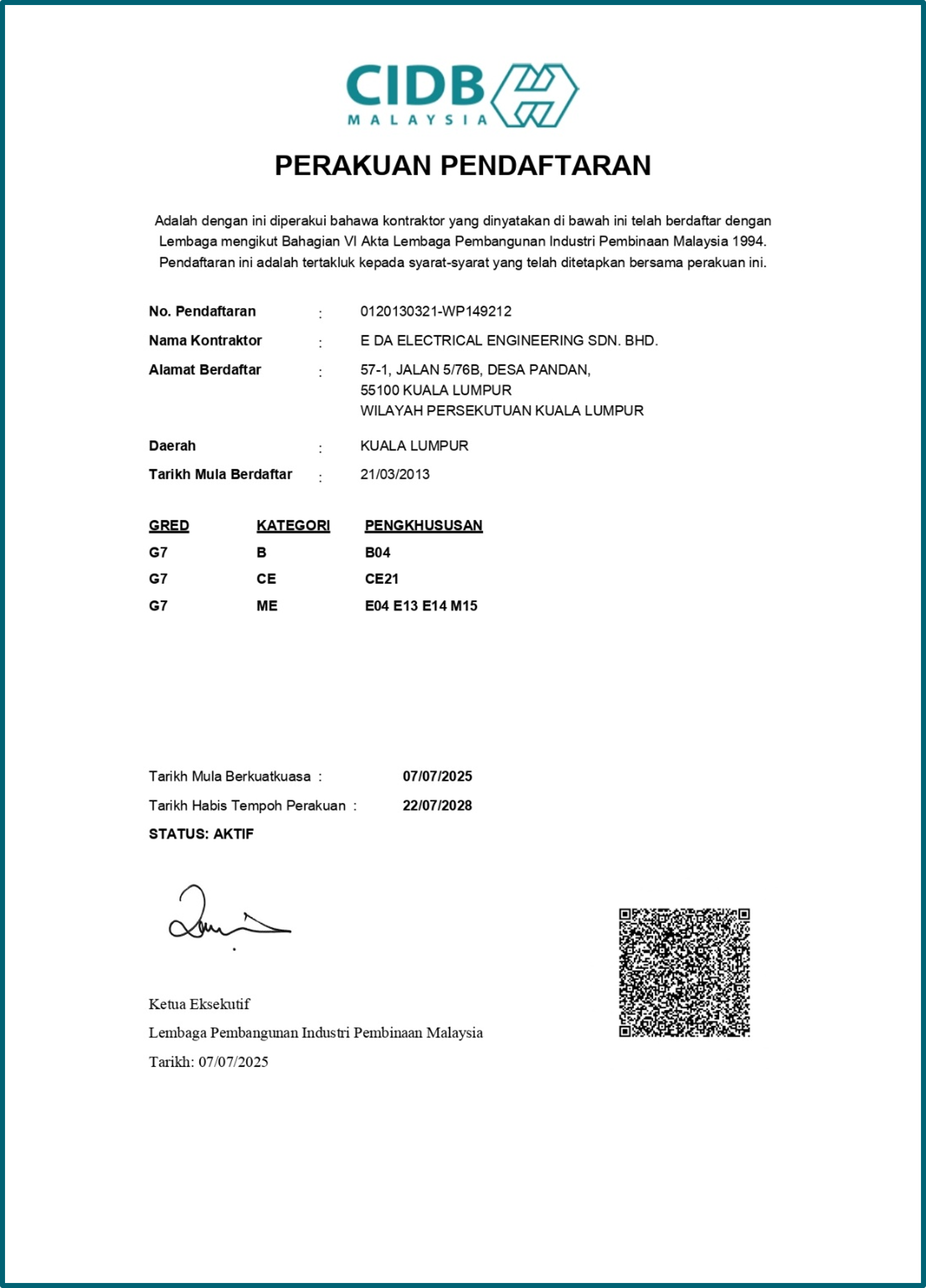 CIDB Certificate
